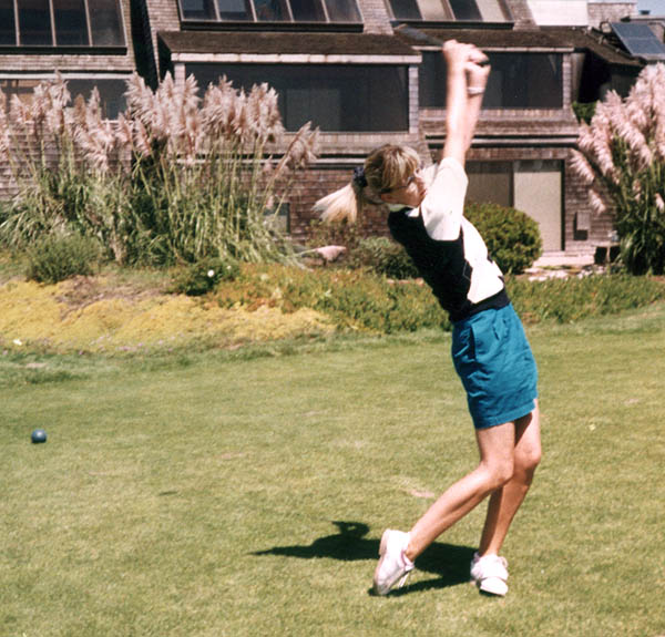 Joyce, the golfer, unloading on the tee!